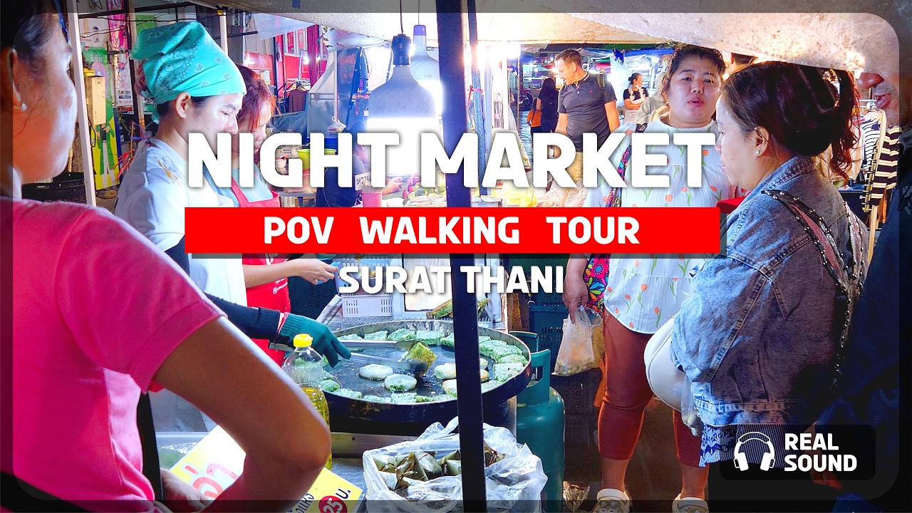 POV WALK Night market | Surat Thani Thailand | Real Sound | No Talking #pov