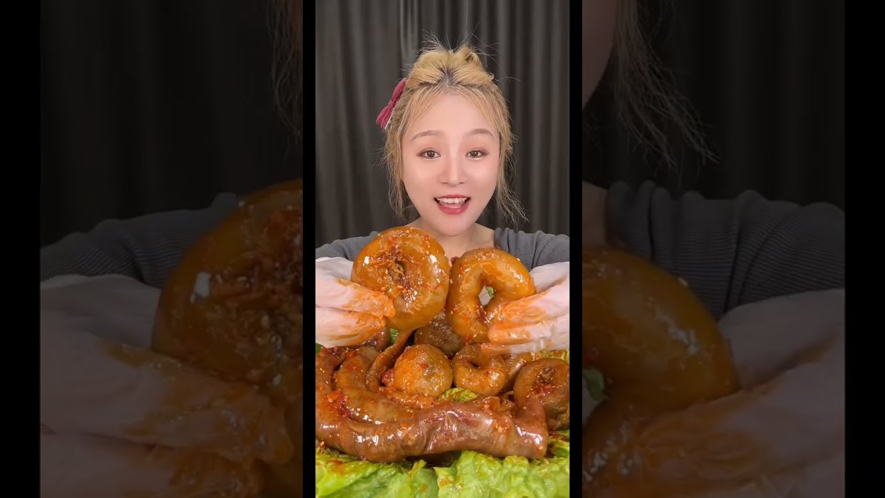 ASMR Mukbang Eat braised pork belly boil intestine belly #mukbang #yummy #delicious