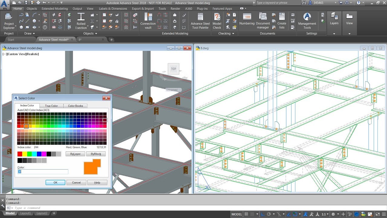 Advance Steel - Using standard AutoCAD colors for objects on drawings