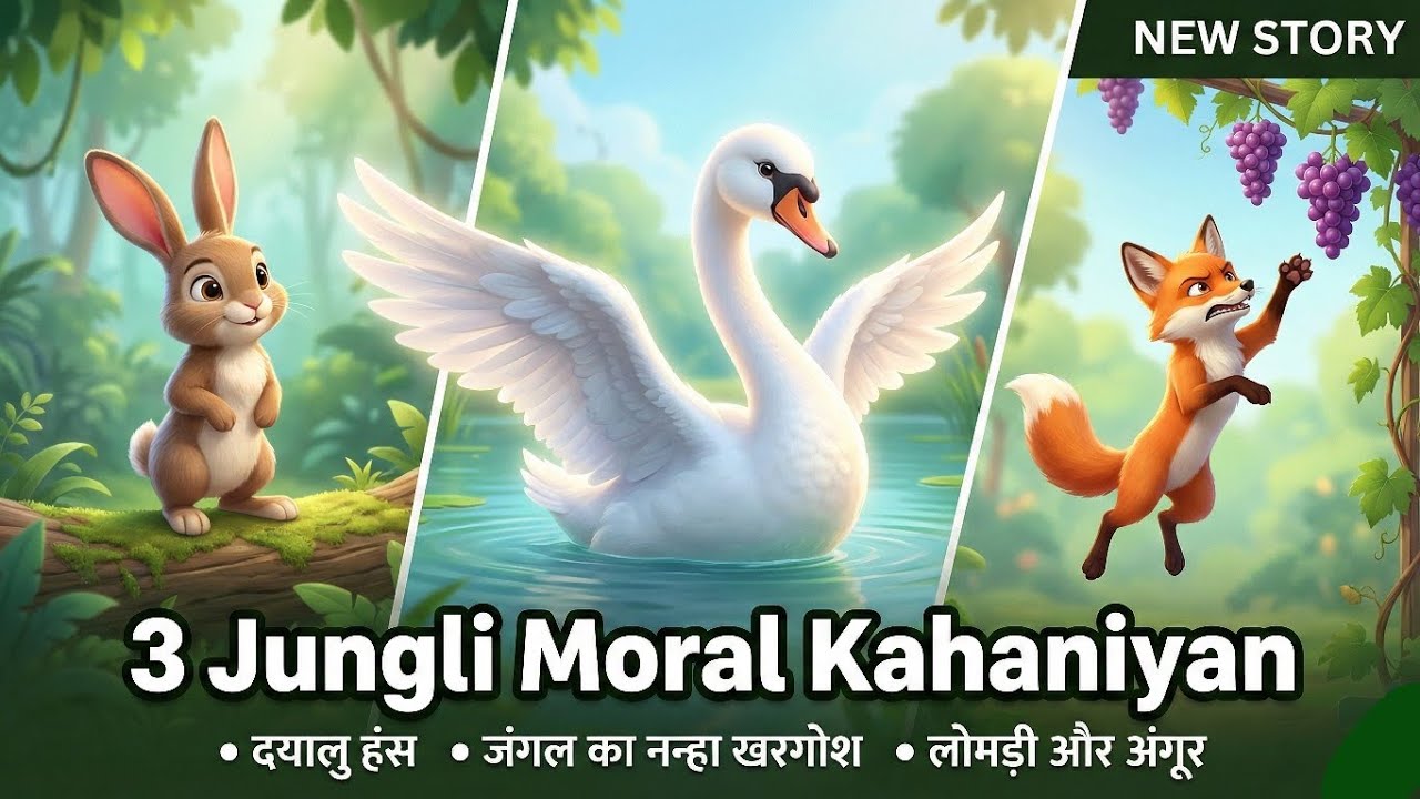 दयालु हंस से लोमड़ी तक | 3 प्रेरणादायक जंगल़ी कहानियाँ 3D Story #kidsstory #childrensbook