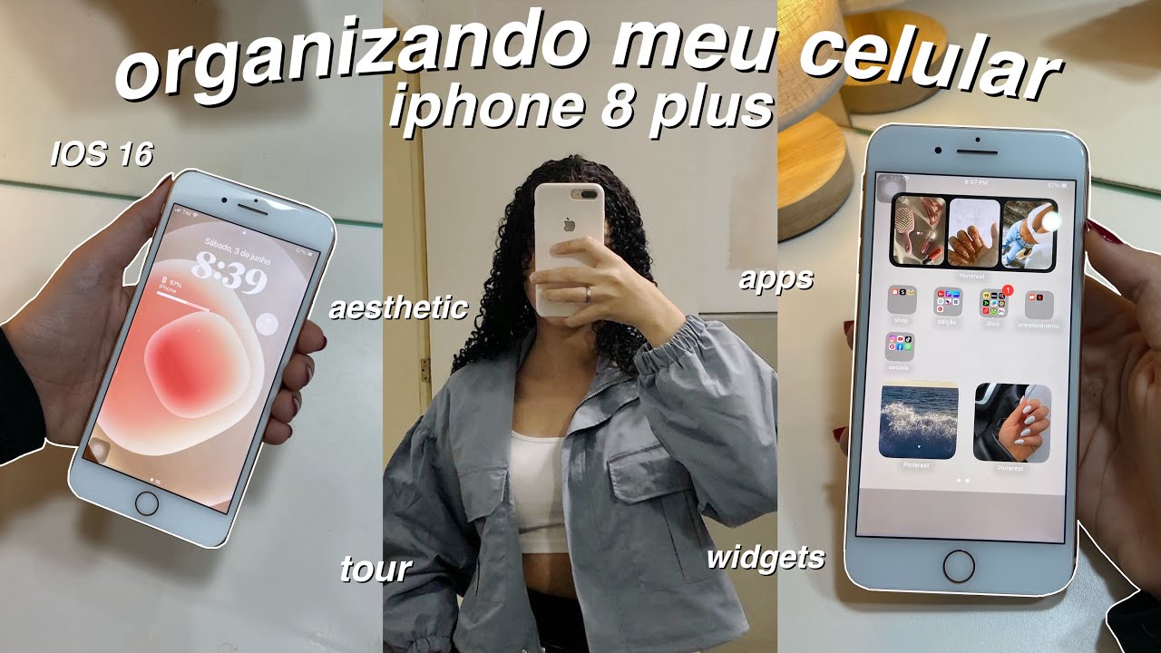 ORGANIZANDO MEU CELULAR ♡ IPHONE 8 PLUS | ios 16, widgets, apps…