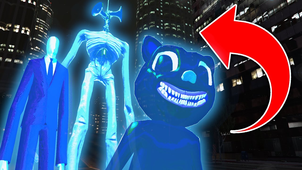 GHOST SIREN HEAD, CARTOON CAT And SLENDER MAN Invade The CITY! - GTA 5 Mods Funny Gameplay