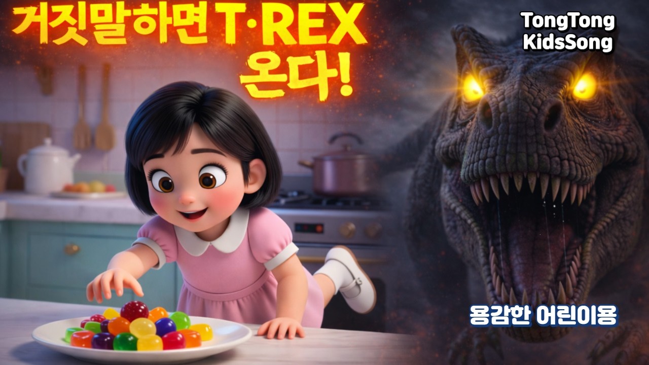 거짓말하면 T-REX 온다 🦖 | 몰래 먹고 거짓말하면 공룡이 냄새 맡고 찾아온다! | 솔직한 어린이 동요 | 생활습관 교육동요 | TongTongKidsSong