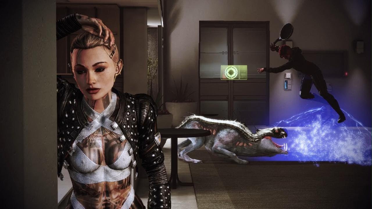 Mass Effect 3 Legendary Edition Jack Brings Her Varren Pet To Shepards Apartment