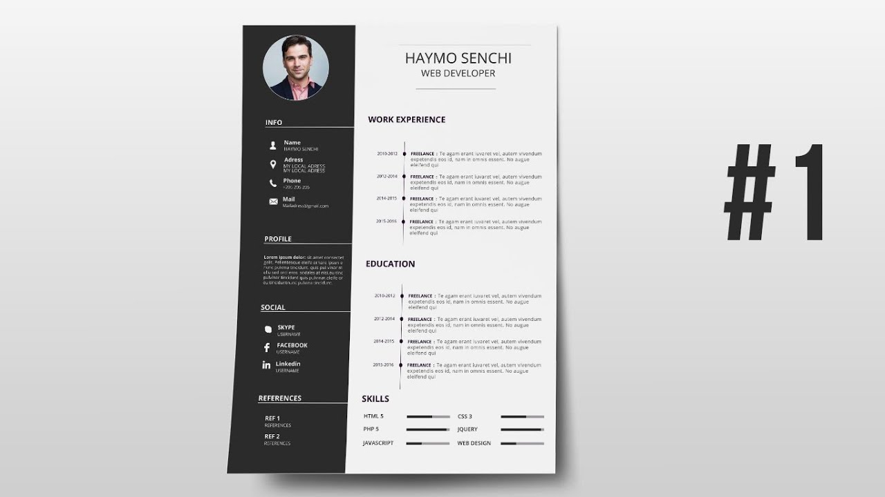 Resume template design with photoshop  #1