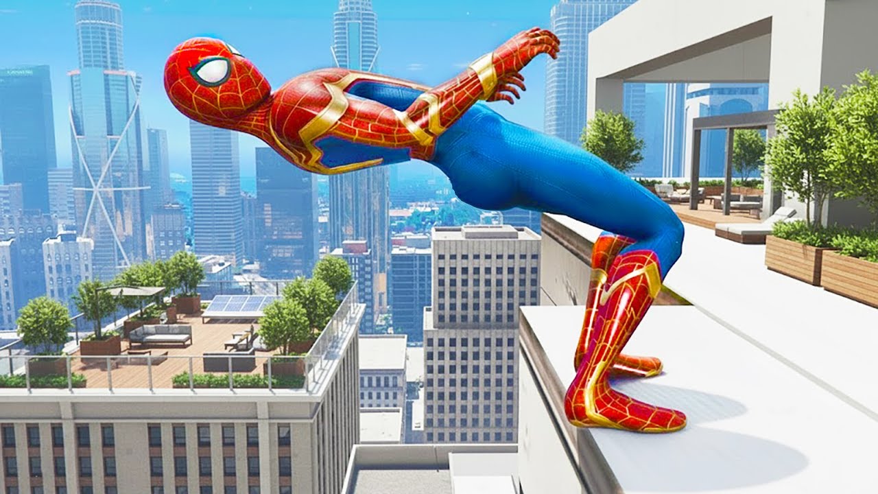 SPIDERMAN CRAZY JUMPS/FALLS (GTA 5 Spider-Man Fails) #69