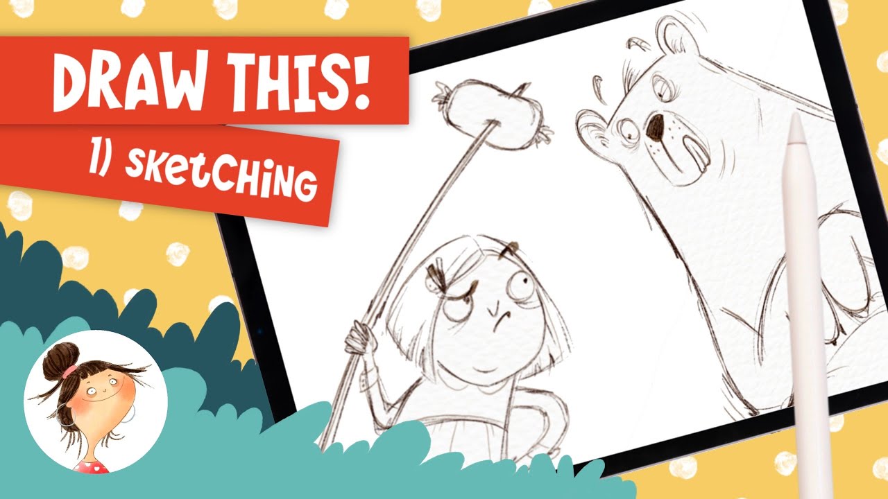 01. How to draw bear (part 1 - sketching) - Step by Step Digital Tutorial in Procreate