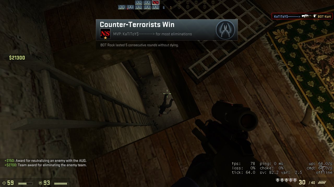 Counter-Strike Global Offensive CSGO de_cbble cobblestone vs expert bots gameplay 5/6