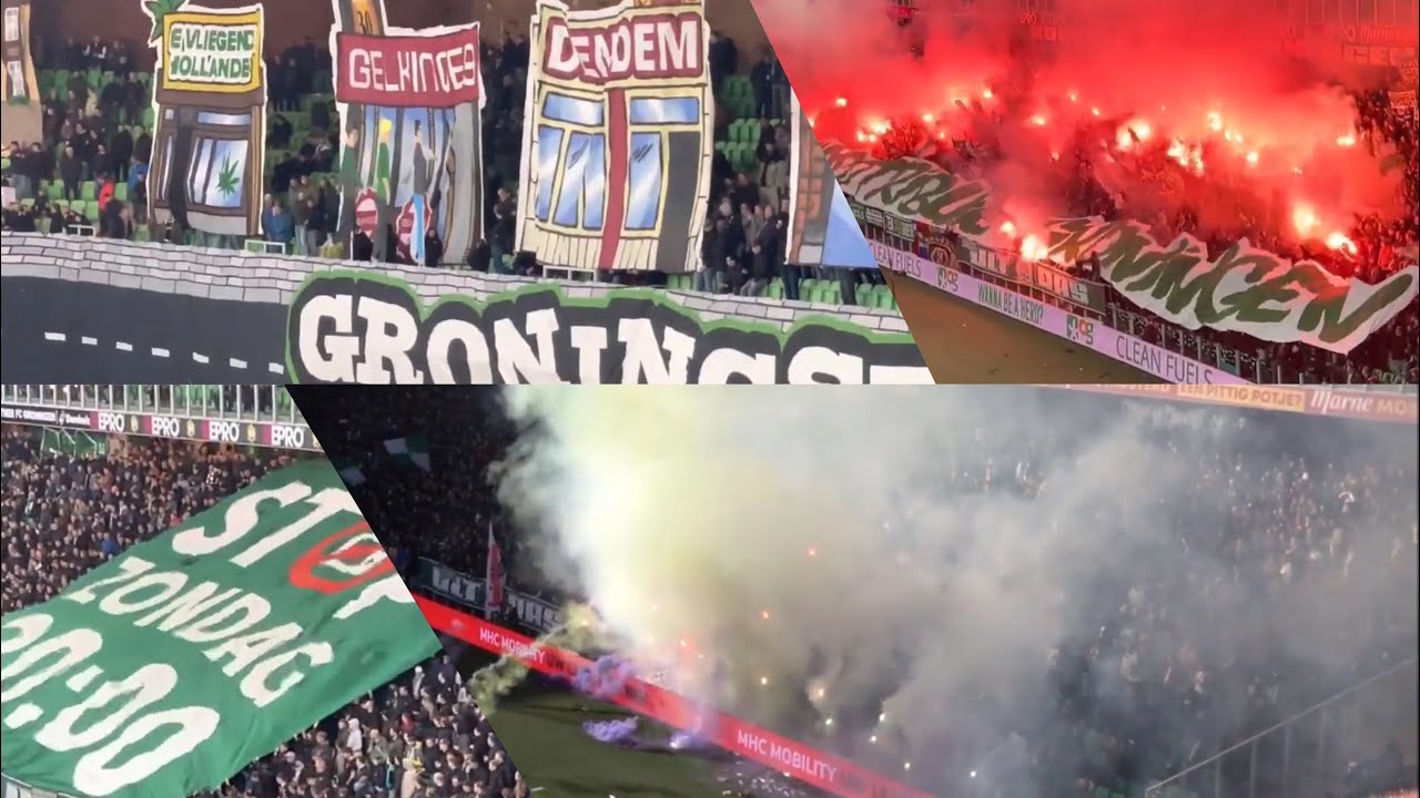 Noordtribune sfeeractie fc groningen 💚💚 seizoen 2021-2022