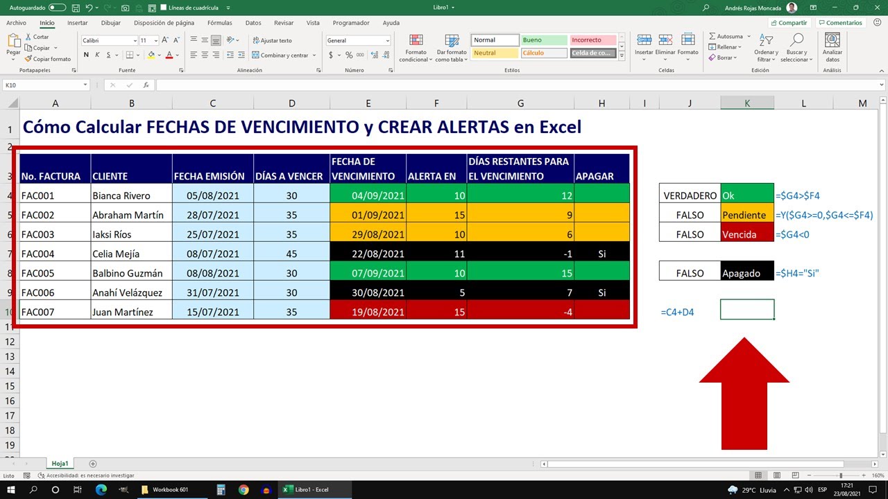 Cómo Calcular FECHAS DE VENCIMIENTO y CREAR ALERTAS en Excel