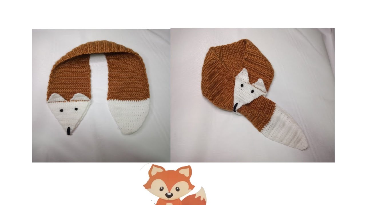 Gola raposinha 🦊 tipo cachecol, infantil, feita em croche.