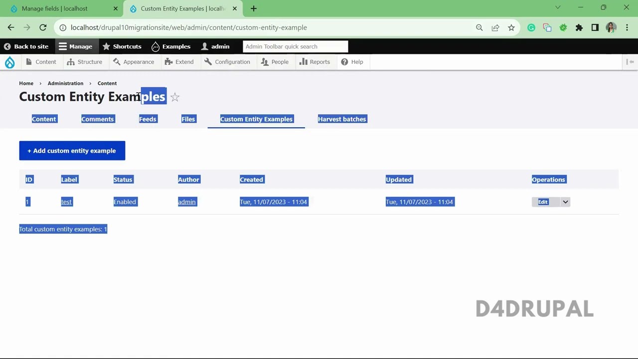 Create custom entity in 3 min Drupal 10, Drupal 9, Drupal 8 | D4Drupal