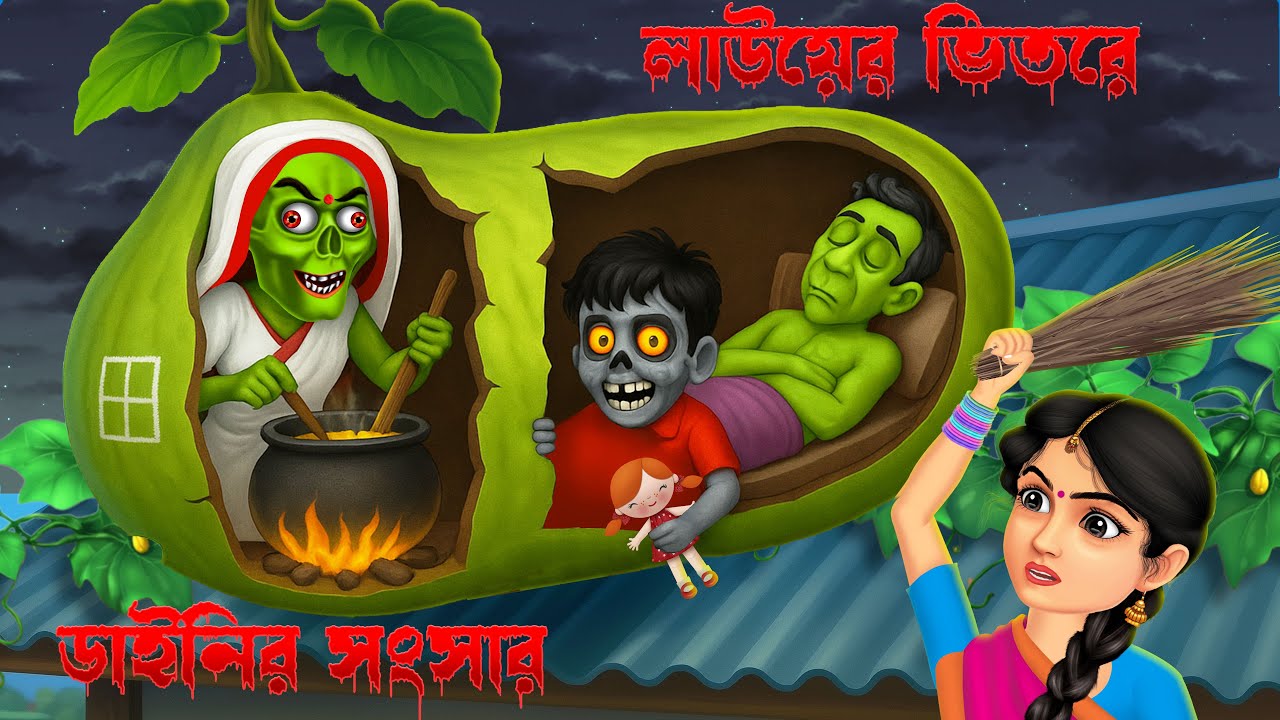 🥒 লাউয়ের ভেতরে ডাইনির সংসার 😨। Lauyer Bhetore Dainir Sangsar । Bengali Horror Cartoon । Khirer Putul