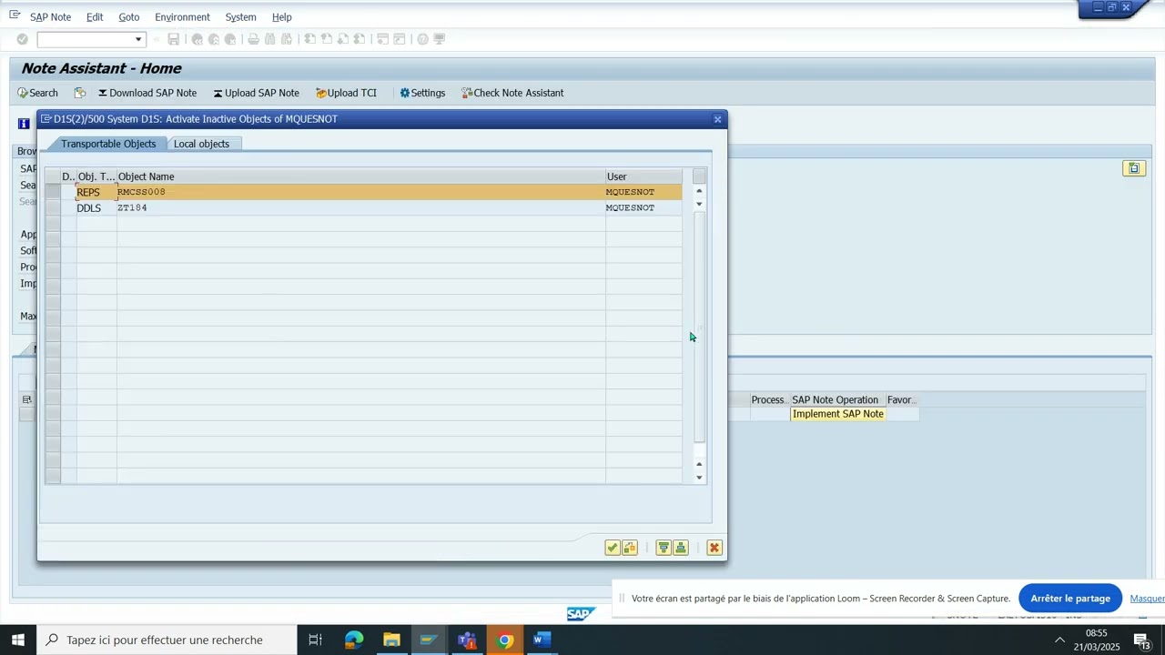 SAP   NOTE IMPLEMENTATION