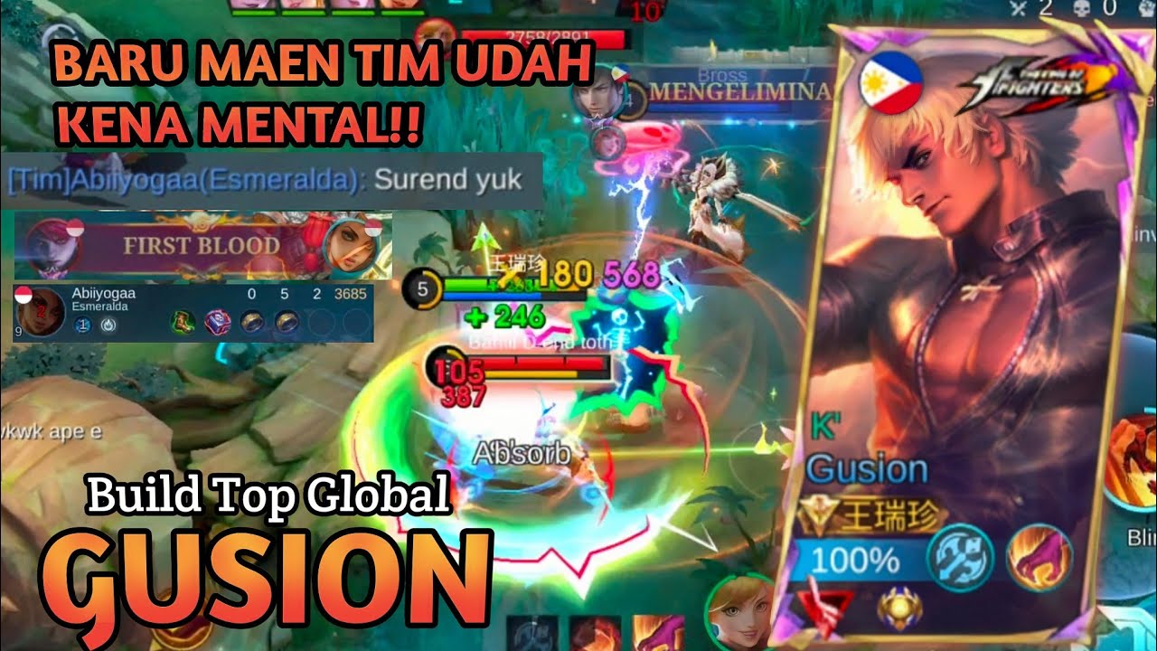 Solo Rank Ketemu Tim Ngetroll! Gini Cara Gendongnya!! - Build Top Global Gusion ~ MOBILE LEGENDS