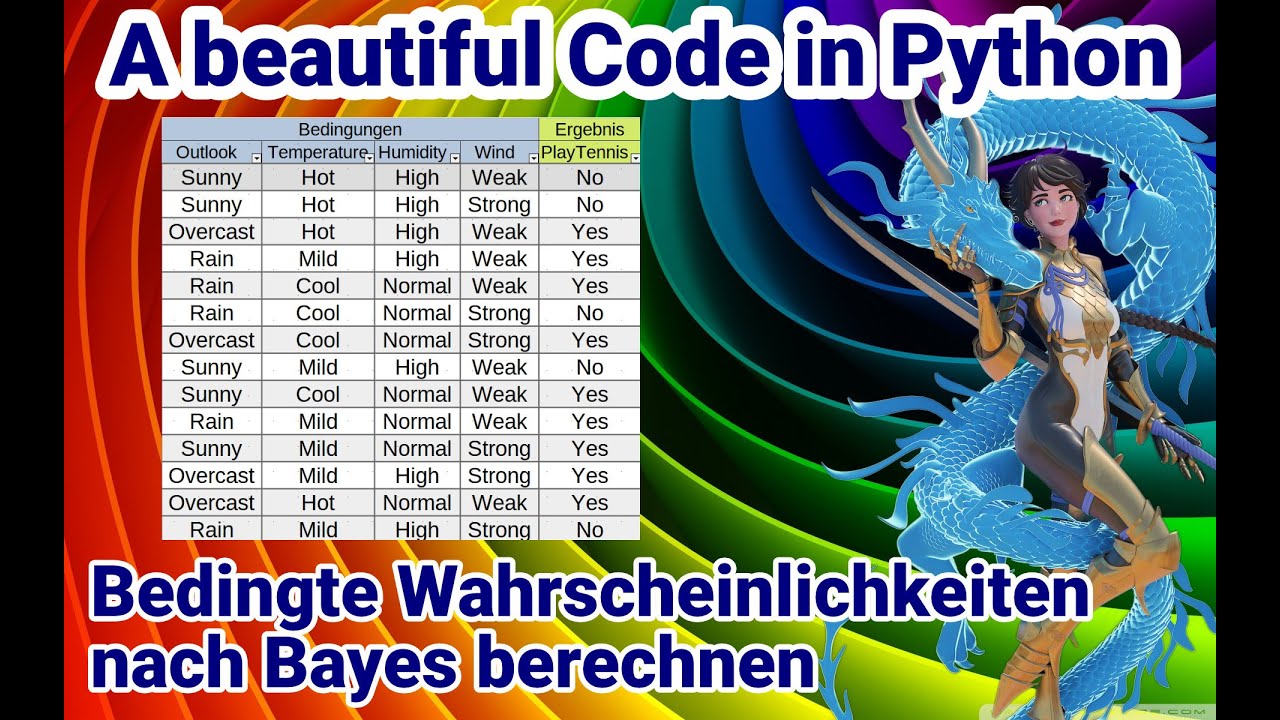 Python Tutorial deutsch, Bedingte Wahrscheinlichkeiten nach Bayes berechnen