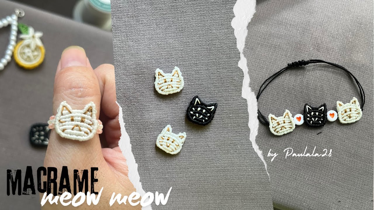 Cute cat meow for bracelet rings keychains Vòng tay Pulsera de hilo | Macrame tutorial How to make