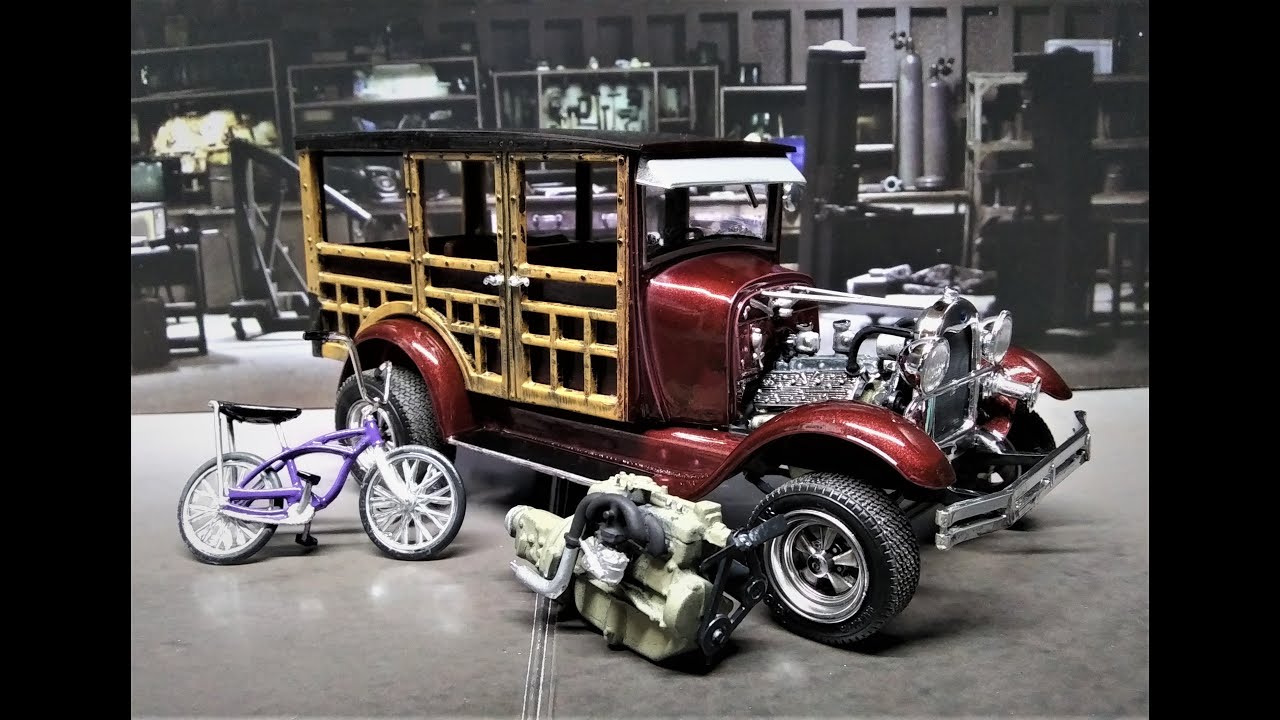 1929 FORD МОДЕЛЬ A WOODY PICKUP STINGRAY BIKE FLATHEAD HOT ROD МАСШТАБ 1/25 НАБОР ДЛЯ СБОРКИ МОДЕЛИ