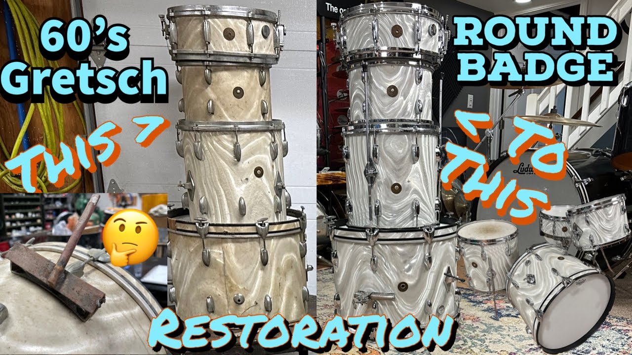 60's Gretsch Round Badge Restoration PT. 2 Finished, Drum Wrap Repair with Sound Sample.