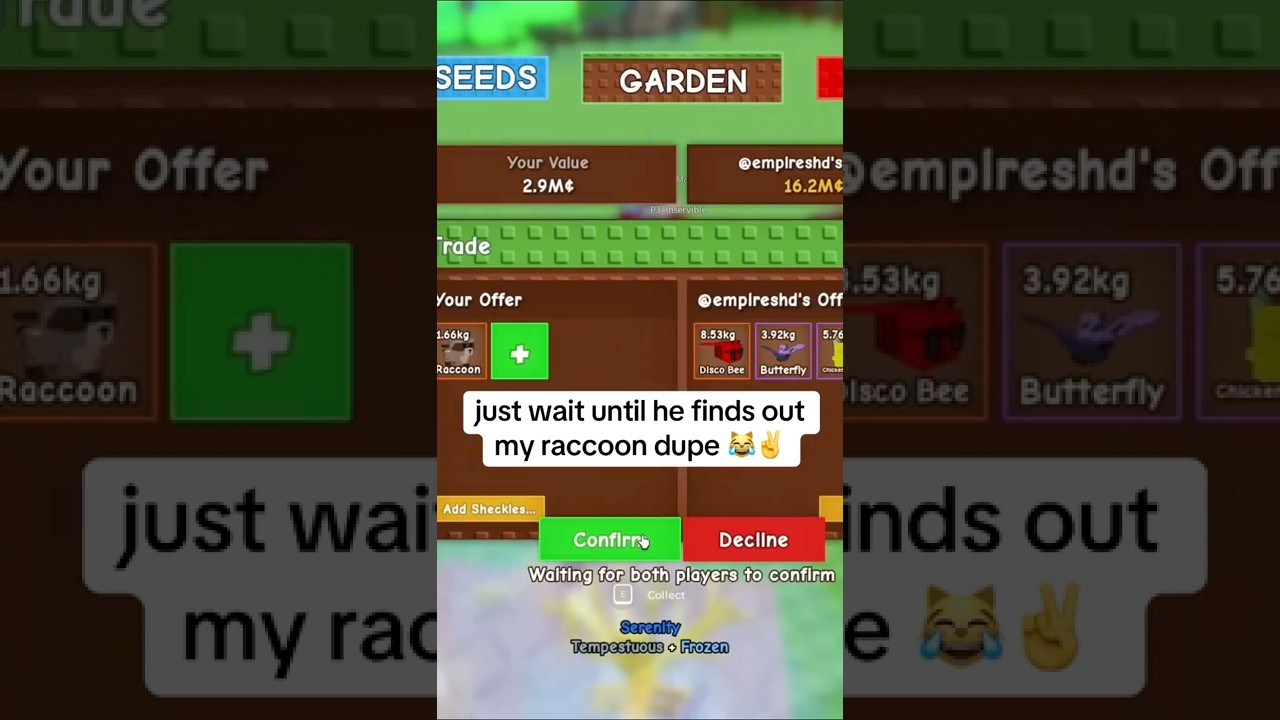 I TRADED MY DUPE 🌈 RACCOON FOR DISCO 🪩 BEE🤣😱 #growagarden #roblox #gag