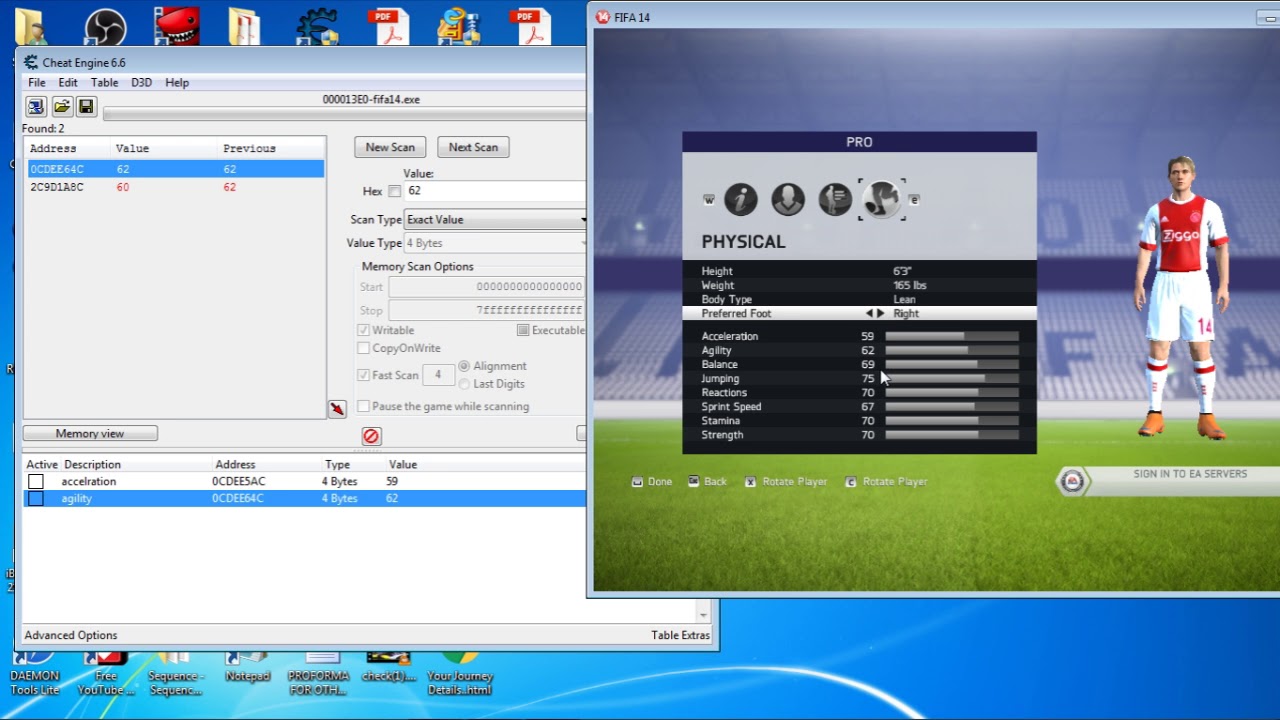 How to change the starting stats of your player in Career Mode in Fifa14|15|16|17| Cheat engine