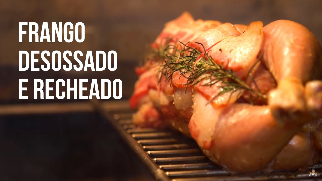 FRANGO INTEIRO RECHEADO E ASSADO NA GRELHA