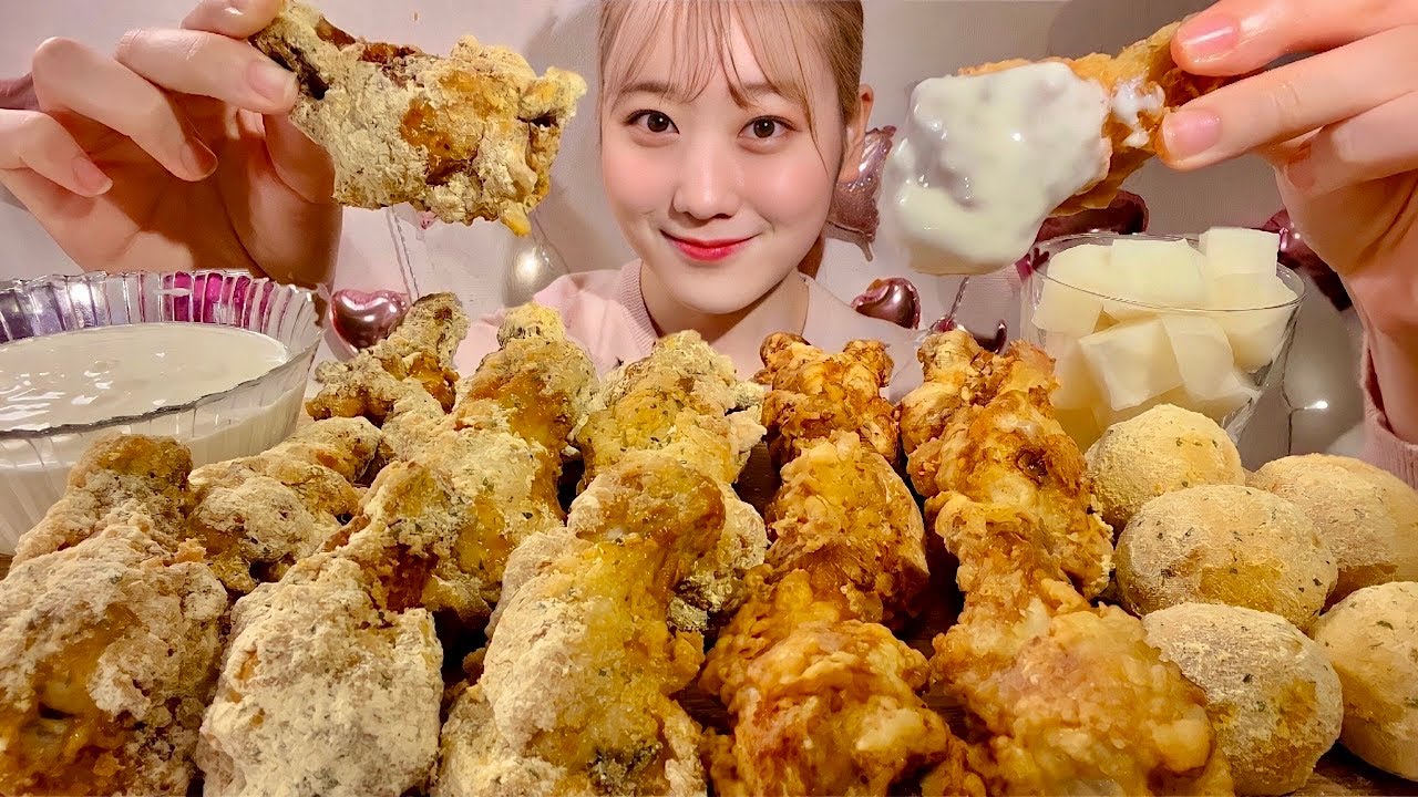 ASMR Корейский хрустящий жареный цыпленок【русские субтитры】【Mukbang/ Eating Sounds】