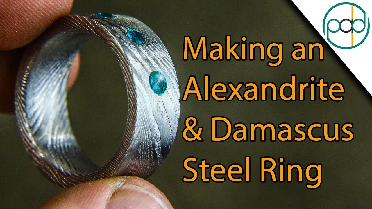 Making a Damascus Steel and Alexandrite Wedding Ring