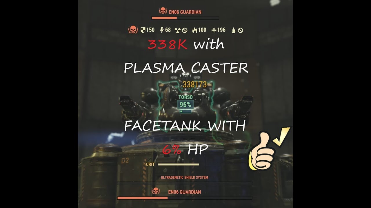 Fallout 76 PTS - +338k Plasma Caster Crit while facetanking with 6% HP