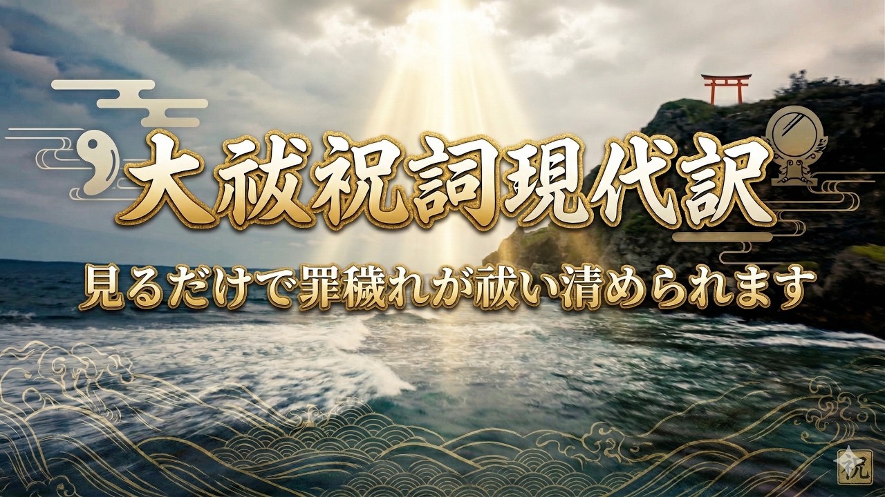 大祓祝詞：現代訳＝これを読むだけで魂が洗われて罪汚れが消し去られます