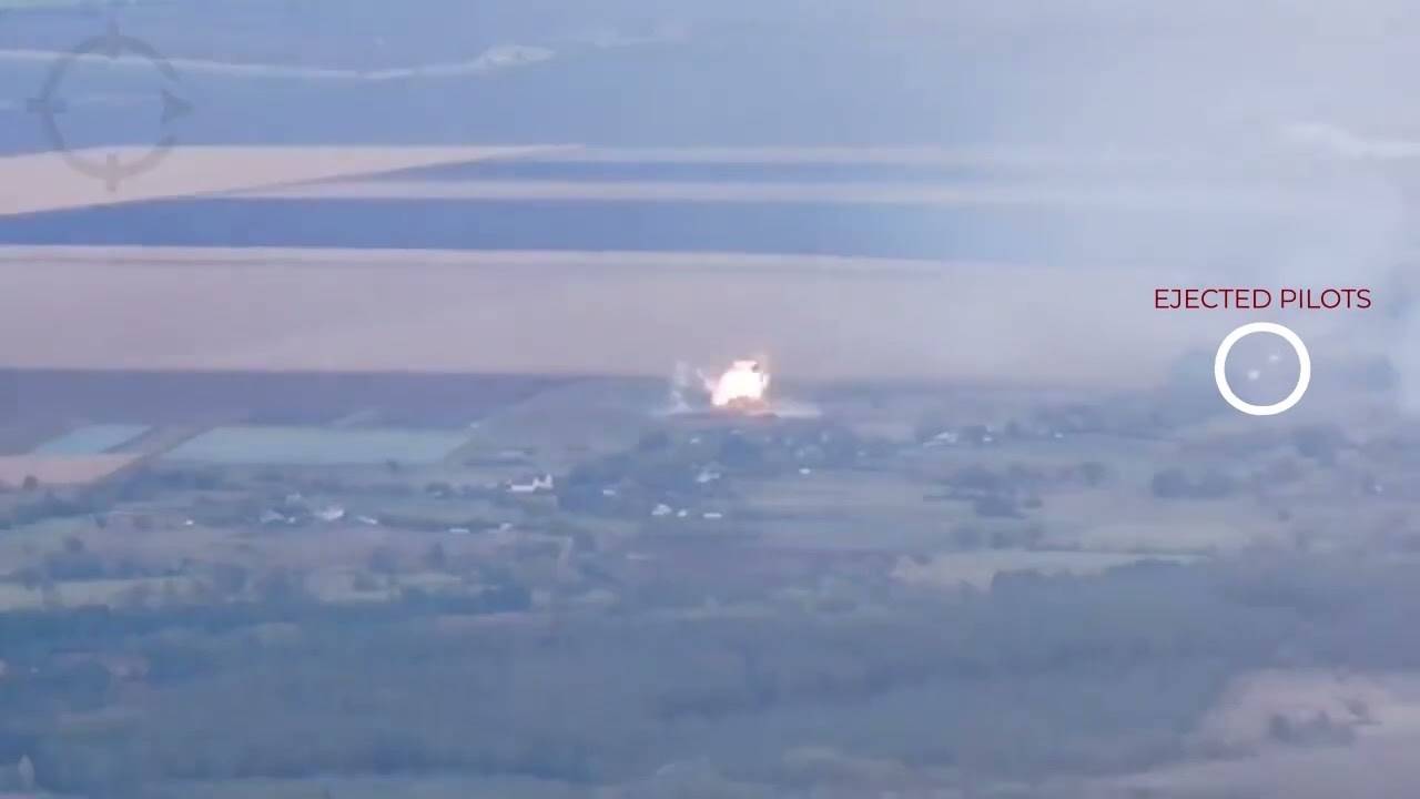 Russian Su-30 or Su-34 shot down over Petropavlivka, Kharkiv (Ukraine) - Pilots ejected just in time