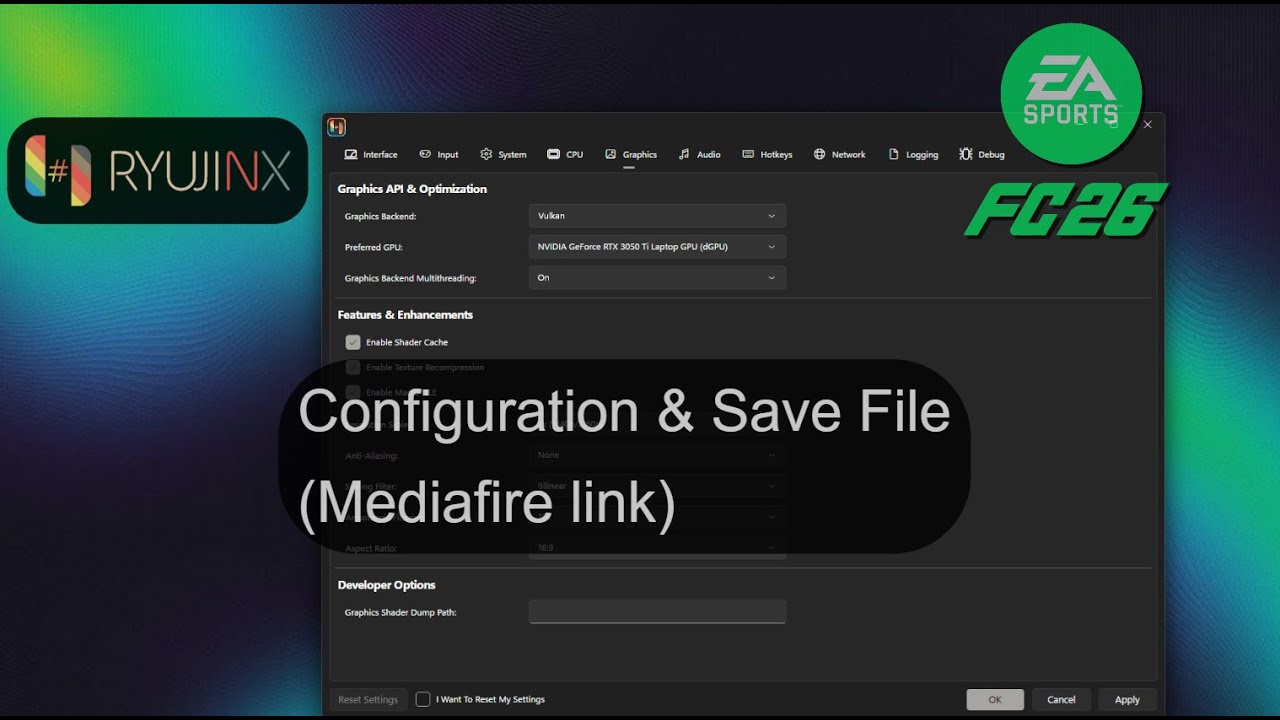 EA Sports FC 26 (Ryujinx emulation) (Part 3: Configuration & Save File)