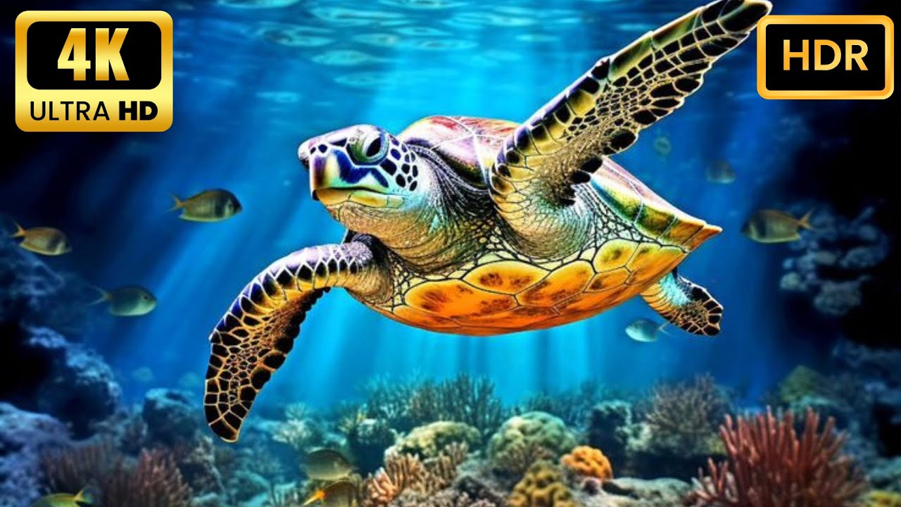 STUNNING Ocean Turtles in 4k Ultra HDR 60fps Underwater World