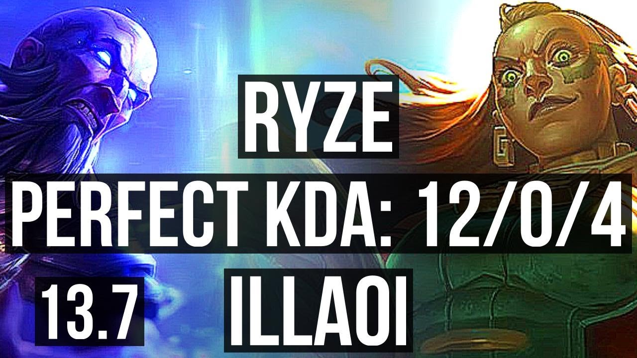 RYZE vs ILLAOI (TOP) | 12/0/4, Legendary, 800+ games | KR Master | 13.7