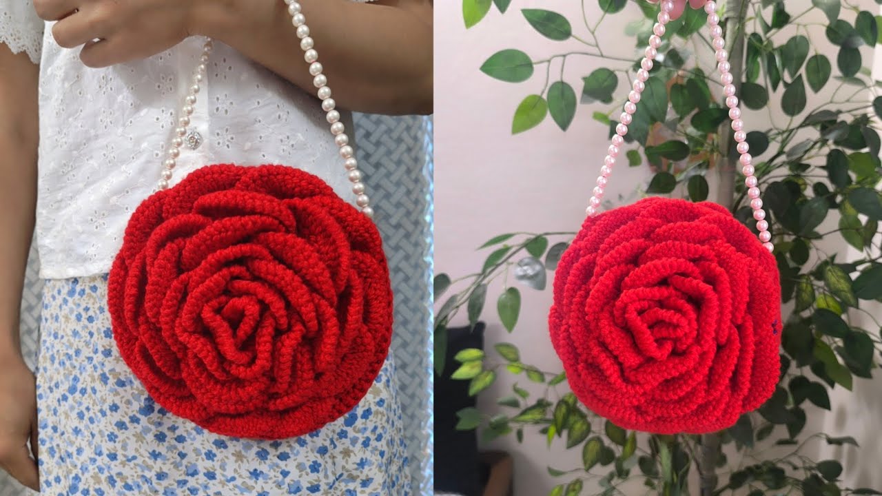 How to 🧶crochet  Rose🌹 bag| 3D rose bag|| step by step full Tutorial|||Hindi 