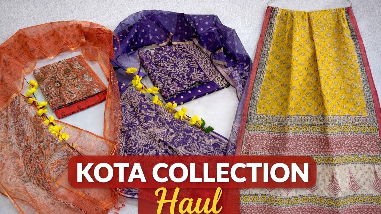 Latest Kota Collection | 2 Kota Dress Materials + 1 Kota Saree | Lightweight Traditional Wear