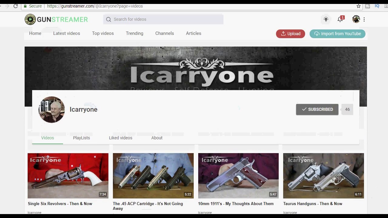 Check Out -  ICarryOne on GunStreamer & You Tube