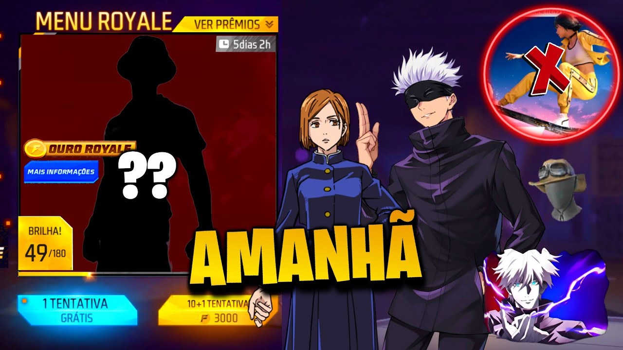 É AMANHÃ! MELHOR ATUALIZAÇÃO DO FREE FIRE OB52, OURO ROYALE, ESTILHAÇOS, DIMA  E JUJUTSU KAISEN