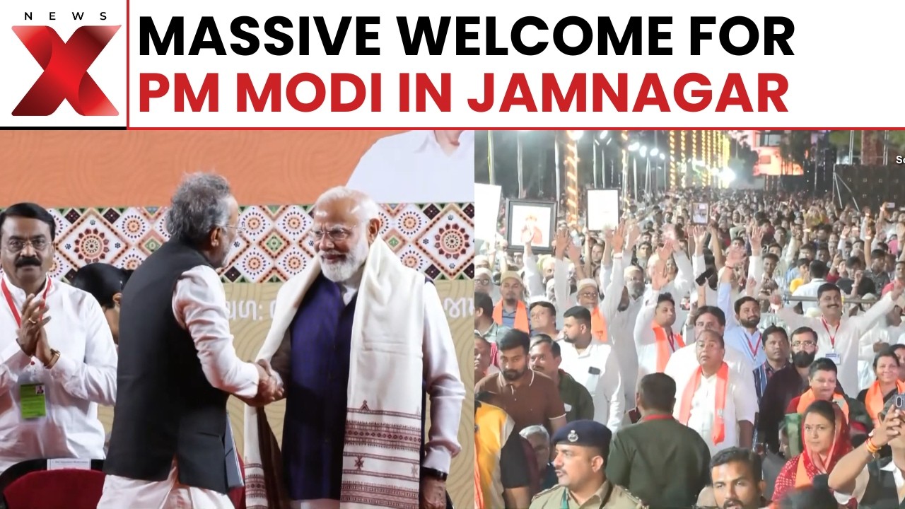 PM Modi Receives Grand Welcome During Massive Roadshow In Jamnagar Gujarat