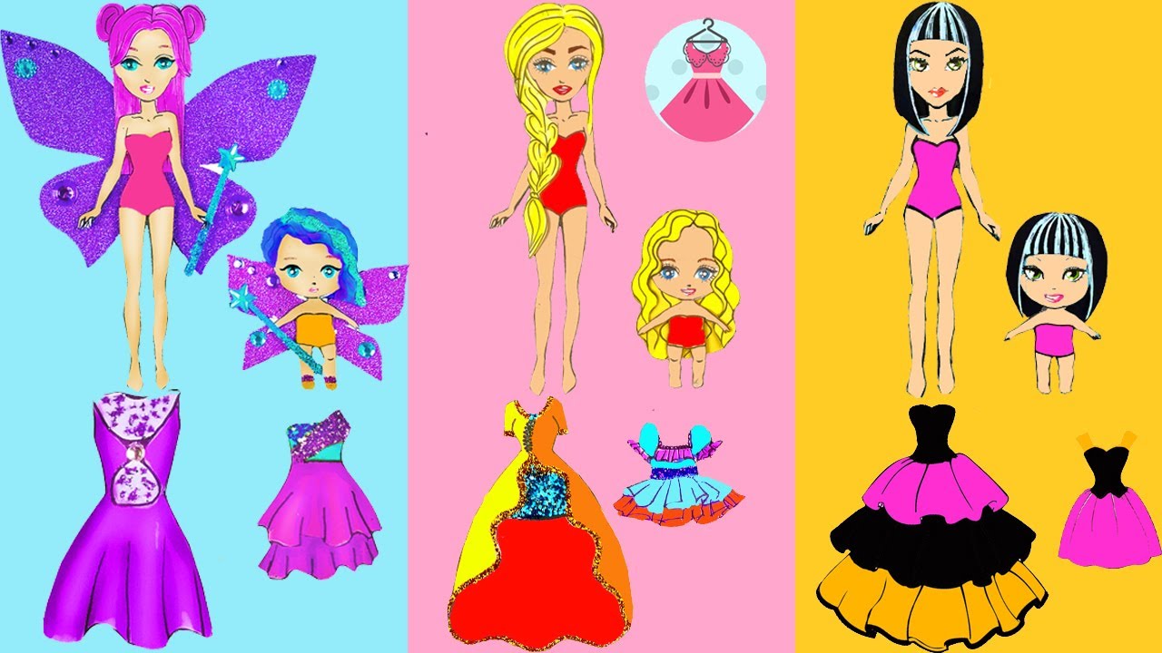 Amazing princess dollhouses & best families paper dolls dress up drawing compilation. Dollsy Hollsy