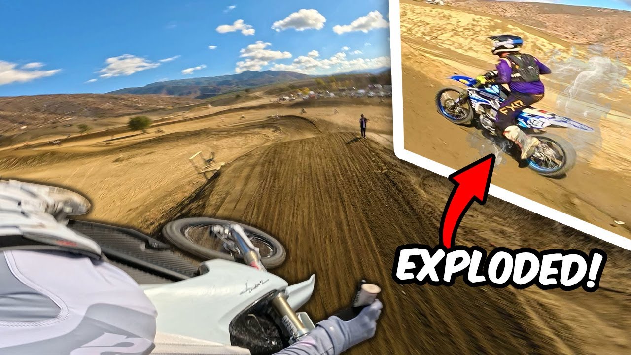 Его мотоцикл ВЗОРВАЛСЯ?! Хаос на гоночной трассе Fox Raceway!!