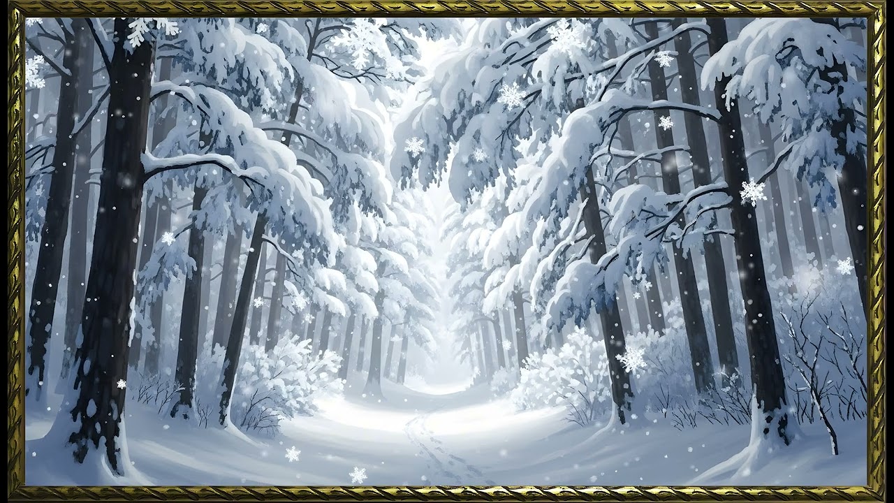 Vintage Frosted Meadow in Peaceful Silence| Gold Frame TV Art | Art Screensaver for TV | Wall Art