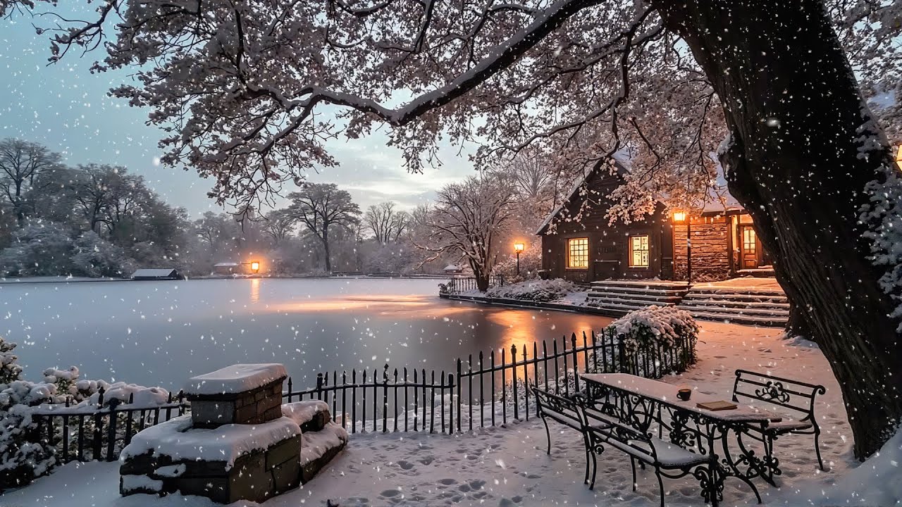 Quiet Night at a Winter Cottage | Snowy Ambience with Dark Academia Music & Sad Piano Instrumental