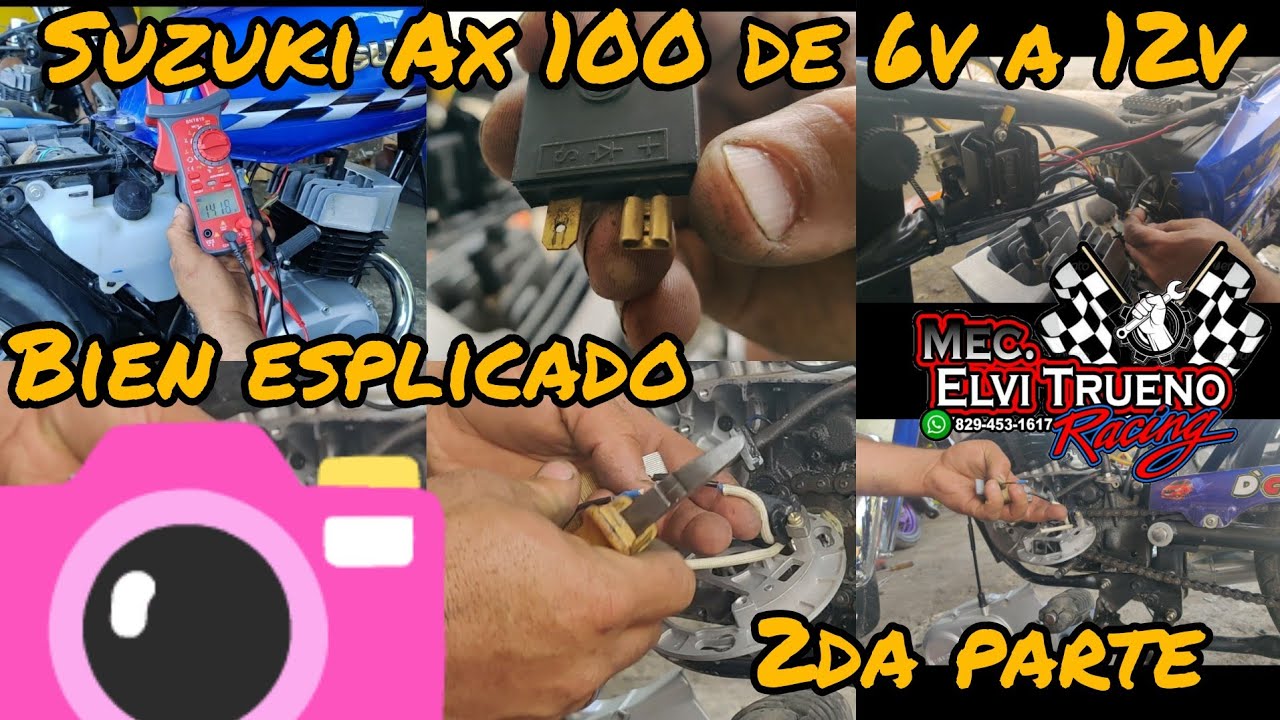 sistema eléctrico de ax 100 de 6v a 12v.(2da parte) mira el final del video