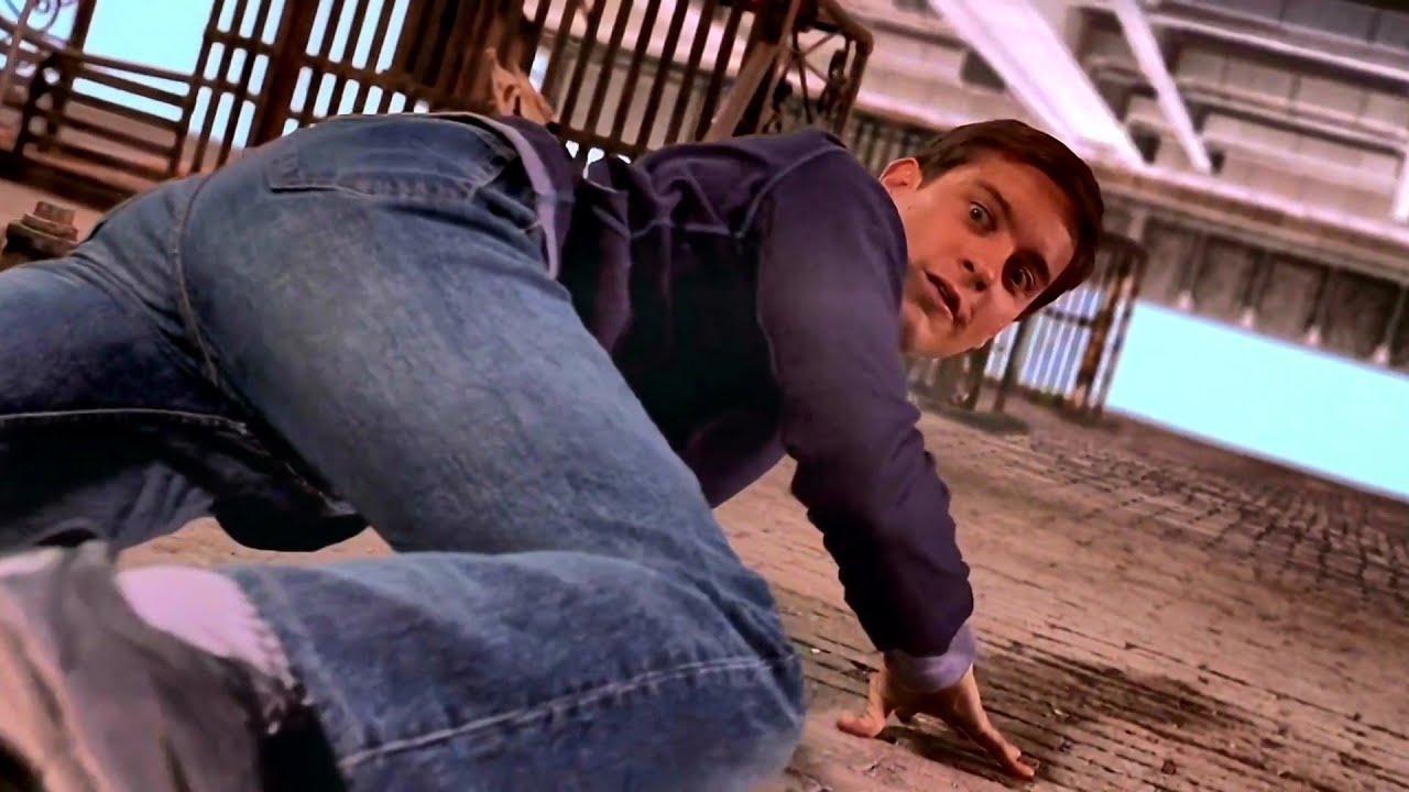Peter Parker crawling and jumping for first time | Spiderman 2002 HD