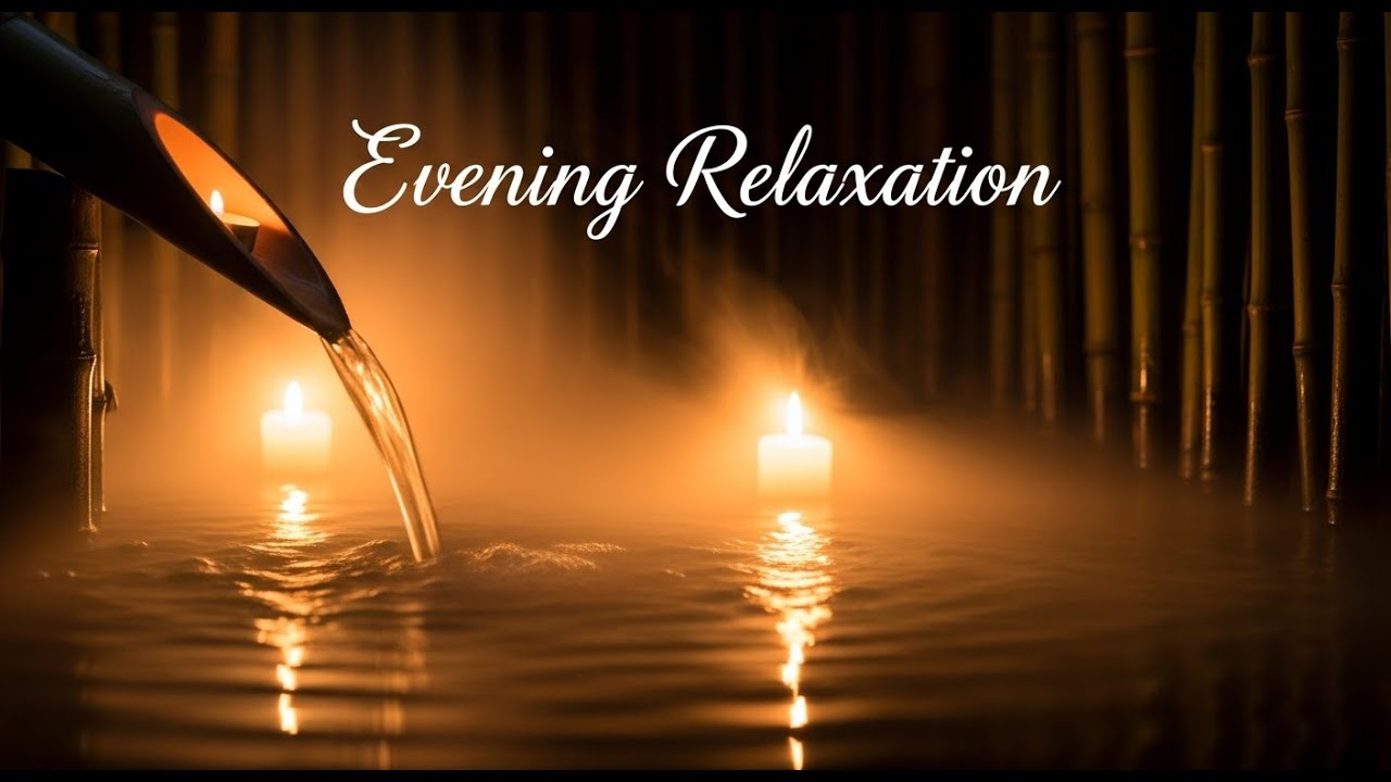 Relaxing Zen Ocean Reflection Bamboo Fountain and Candle Glow for Deep Sleep Meditation Healing