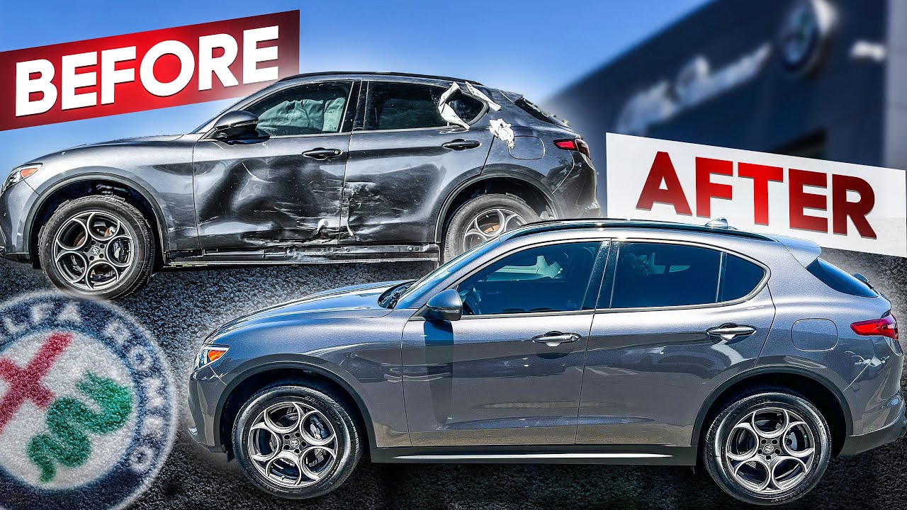 Rebuilding A Cheap Wrecked 2022 Alfa Romeo Stelvio In 15 Minutes￼
