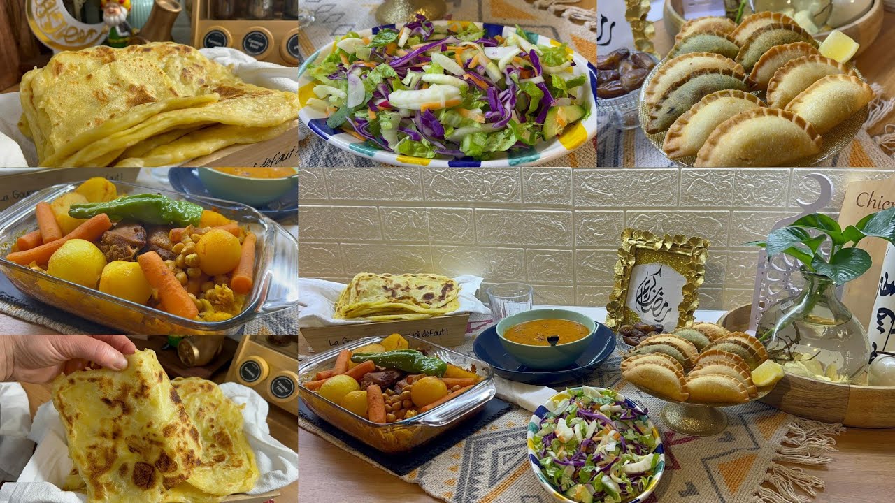 دبارة رمضان 🌙 9:شربة فريك،سليطة مشكلة،مسمن مورق،بريك الدنوني ونواصر بالدجاج العربي 👌😋