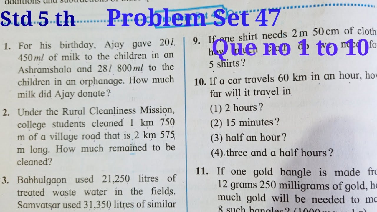 Problem set 47 class 5th maths
