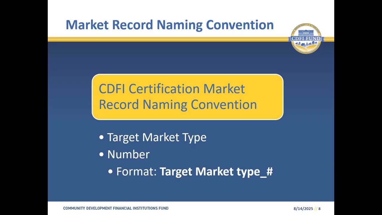 Presenting CDFI Certification Target Market and Accountability Information in AMIS